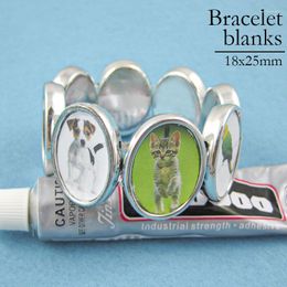 Charm Bracelets 10 X Stretchy Bracelet Blank Bezel Setting Tray For Jewellery Making