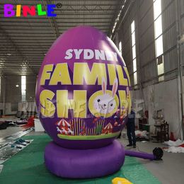 4 Metres Tall Party Cute Colourful Inflatable Easter Egg with base painted giant egg balloon Yard Blow Up Holiday Decoration