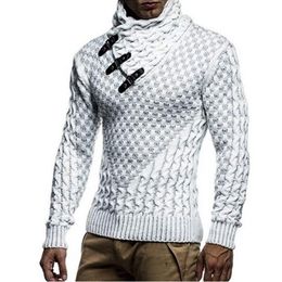 Men's Sweaters 2023 Turtleneck Scarf Leather Ring Collar Pullover Sweater