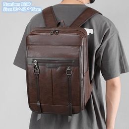 wholesale men shoulder bag 3 colors simple thick contrast leather business handbag vertical wear-resistant leisure travel backpack belt fashion backpacks 989#