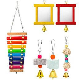 Other Bird Supplies Chewing Toy Colourful Ladder&Mirror For Parrot Cage Bite-Resistant