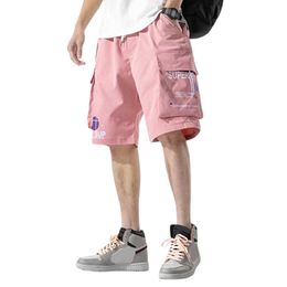 2021 Summer Casual Korean Fashion Printed Hip Hop Men's Clothing Street Running Shorts Elastic Waist Pants P230524