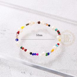 Strand One Fashion Jewellery Fresh Water Pearl And Crystal Glass With Elastic Cord Bracelet - 58mm (BE48)