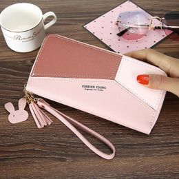 Wallets Korean Women's Wallet Student Long Zipper Large Capacity Handbag Fashion Colour Matching Mobile Phone Bag
