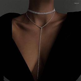 Chains Stonefans Ins Fashion Multi Layer Tassel Necklace Choker For Women Statement Rhinestone Y Shape Jewellery Gift