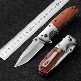 2023 New Spot Outdoor Folding Knife High Hardness Self-Defense Portable Colour Wooden Handle Small Knife Portable Army Knife Camping Fruit Knife Free Shipping