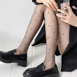 Socks Hosiery Summer Thin Black Tights Dot Print Stockings Women Sexy Fishnet Seamless Pantyhose Nylon Nightclub Female Ladies Silk Tight Y23