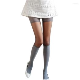 Women Socks TOIVOTUKSIA Sweet Lace Knee Nylon Stockings Sexy Thin Pantyhose Grey Female High Tights