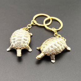 Lucky Small Golden Turtle Key Chain Golden Tortoise Key Rings Car Keychain Bag Pendant H9