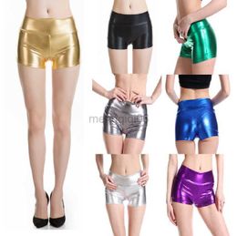 Women's Shorts lady summer fake leather punk Shorts Mid waist bright Shine party polo Dance disco Shorts Woman Silver green golden Short pant Y23