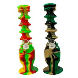 Smoking Colourful Silicone Skull Shape Bong Bubbler Pipe Kit Removable Portable Telescoping Herb Tobacco Philtre Bowl Handpipes Hookah Waterpipe Cigarette Holder