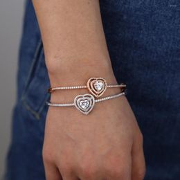 Bangle Sparking Bling Cz Heart For Women Wedding Engagement Gift High Quality Fashion Bracelets