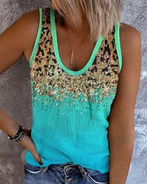 Women's Tanks Contrast Leopard Print Casual Tank Top Women O Neck Spring Summer Sleeveless Camis Sexy Y2k