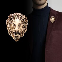 Vintage Animal Lion Head Brooches Rhinestone Suit Shirt Lapel Pins Corsage Unisex Jewellery Gifts for Men and Women Accessories