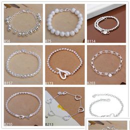 Beaded Matte Strands Heart Bell Sterling Sier Plated Bracelets 8 Pieces Mixed Style Gtb1 High Grade Fashion Womens 925 Drop Delivery Dhxvl