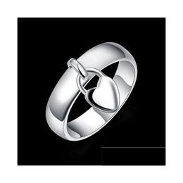 Band Rings Womens Sterling Sier Plated Heart Lock Ring Gssr133 Fashion 925 Plate Drop Delivery Jewellery Dhafb