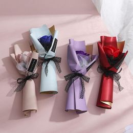 Decorative Flowers Soap Rose Bouquet Valentines Day Gift For Fridend Wedding Home Decorations Holding Artificial