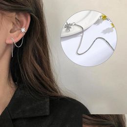 Stud Earrings Single Long Tassel Threader For Women Sier Color Sparkling Star Shape Ear Cuff Female Trend Wild Jewelry Drop D Dhgarden Dhwdi