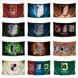 Banner Flags 3x5ft Anime Attack on Titan Flag Survey Corps Cosplay Flag Banner Anime Livingroom Cafe Home Decoration Flag G230524