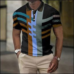 Men's Polos Mens Short Sleeves 3d All-over Print Men's Polo Shirt Geometric Patterns Summer Short-sleeved Clothing Street Leisure Polo Tops 230524