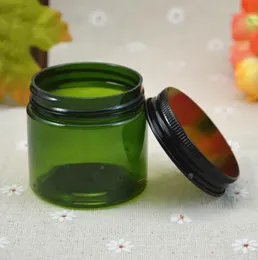 Quatily Fashion 50 grams green PET Jar,50g Green Cream Cans, 50ml PET Jar with Bronze/black/gold Aluminum Cap Cream Jar Cosmetic Packaging Wholesale