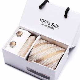 Mens Ties Black Paisley Silk Tie Hanky Cufflinks Set Jacquard Woven Business Fashion Accessories Neck Tie Set Formal Cufflinks handkerchief 4-piece s