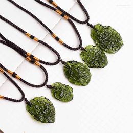 Pendant Necklaces Czech Glass Meteorite Necklace Pendants Crystal Gravel Green Charm Moldavite Jewellery For Men Women Decor Gift