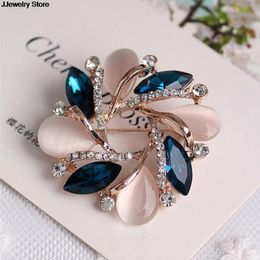 High-Grade Jewellery Clothing Accessories Flower Brooch Korean Style Bauhinia Opal Flower Corsage Crystal Rhinestone Brooch Pin