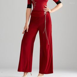 Stage Wear 2023 Professional Modern Ballroom Salsa Tango Rumba Samba Cha Latin Dance Pants Black Trousers For Women