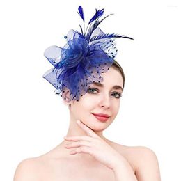 Headpieces High-end Prom Head Hat Dot Print Feather Anti-slip Stage Performance Party Decor Fascinator Decorative