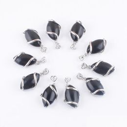 Pendant Necklaces Natural Stone Obsidian Horse Eye Shape Pendants Fashion Healing Charms Pendum Necklace Making Accessories N4614 Dr Dhwdw