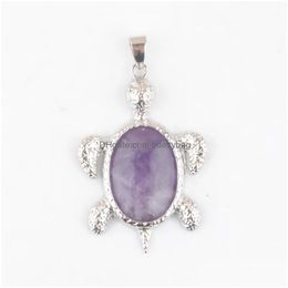 Pendant Necklaces Natural Stone Pendants Turtle Animal Shape Jewelry Aventurine Jades Crystal Gemstones Beads Wholesale Bn495 Drop De Dhq9L