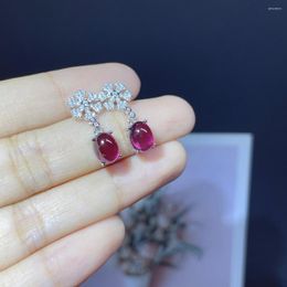 Stud Earrings Garnet Women's Wedding Gift 925 Sterling Silver Certified Luxury Jewellery Gemstone