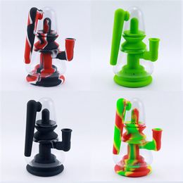 New design Silicone bong magic lamp double-layer smoke collecting water pipe smoking set