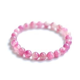 Bangle Natural Watermelon Tourmaline Lepidolite Stretch Bracelet 8mm 10mm Women Rose Red Round Beads Jewellery Femme AAAAA