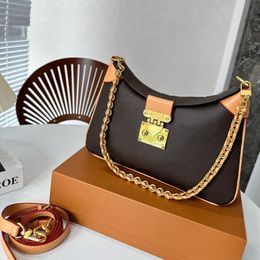 2023 New women's bag Designer handbag Luxury One Shoulder bag Fashion casual leather Crossbody bag Locking buckle braid chain bag brand classic print bag