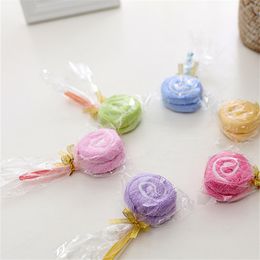 20pcs/lot lollipop cake towel colorful candies creative gift towels cotton lovely towel Kindergarten wedding birthday gift