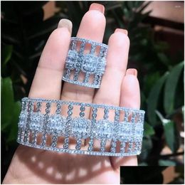 Earrings Necklace Set Missvikki Trendy Luxury Stackable Bangle Ring Sets For Women Fl Cubic Zircon Crystal Cz Duba Dhgarden Dhrnh