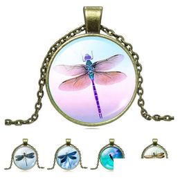Pendant Necklaces Outdoor Dragonfly Time Gem Glass Necklace Men And Women Sweater Chain Retro Gsfn547 With Mix Order Drop Delivery J Dh3Rr
