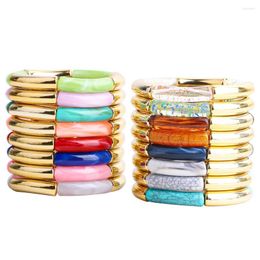 Strand Fashion European And American Creative Tube Bead Elastic Bracelet Acrylic Double Colour Elbow Round