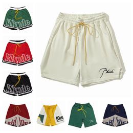 2023 RHUDE Shorts Designers Mens Basketball PANEL COURT LOGO SWIM TRUNKS SWEAT SENNA FLIGHT YACHTING Short Bottoms Fashion Blue Green