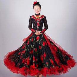 Stage Wear Ballroom Dance Competition Dresses Women Fairy Waltz Dress Designer Clothes Performance Costume Mesh Tango Dancewear JL2490