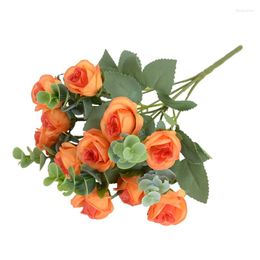 Decorative Flowers Artificial Flower Roses Bouquet Party Valentine's Day Bridal Wedding Table Decoration Living Room Home Decor Fake