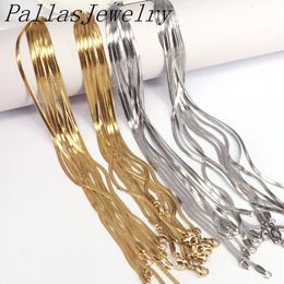 Necklaces 10Pcs Flat chain necklace accessories fashion jewelry for women men gold silver color snake chain necklace mix size