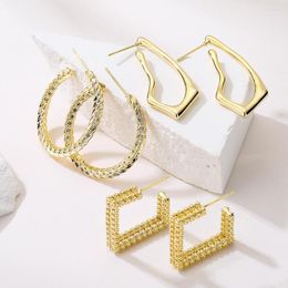 Stud Earrings BUY Classic Simple Design Big Szie Statement Earring Female Party Jewelry 2023 Fashion Gold Color Geometric