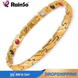 Bracelets Rainso Luxury Healthy Stainless Steel Bracelets For Women With Magnetic Bracelet viking Fashion Girls Jewellery Germanium Bangles