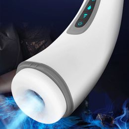 Masturbators True automatic sucking male masturbation deep throat oral powerful editing suction vibration heating moaning sex toys 230524