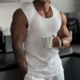 Men's Tank Tops Men's Sleeveless Rib Soft Vest Sports Bodybuilding Muscle Gym T-shirt Knitted Breathable Shirt Casual Wear