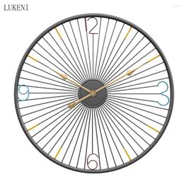 Wall Clocks European Style Creative Clock Living Room Silent Round Iron Simple Household