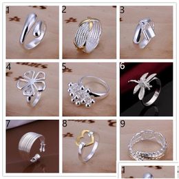 Band Rings Mix Order 10 Pieces Diffrent Style 925 Sier Gssr001B Factory Direct Sale Fashion Sterling Plated Finger Ring Drop Deliver Dhq7T